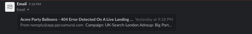 PPC Samurai Slack Notification